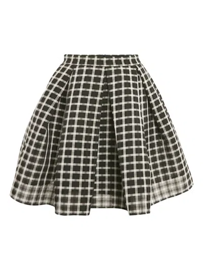 Pre-owned Maje Pleated Checked Skirt In Black