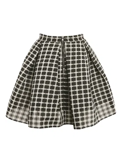Pre-owned Maje Pleated Checked Skirt In Black