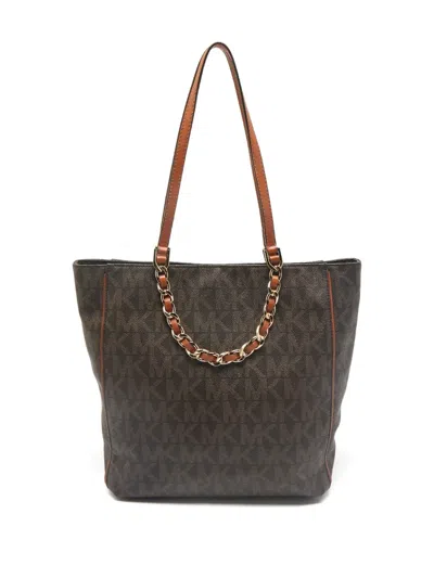 Pre-owned Michael Kors Vintage North/south Harper Tote Bag In Brown