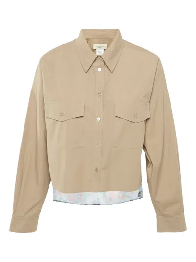 Pre-owned Weekend Max Mara Floral-print Cotton Shirt In Brown