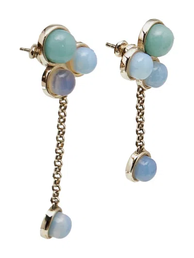 Pre-owned Chloé Flower-drop Earrings In Gold