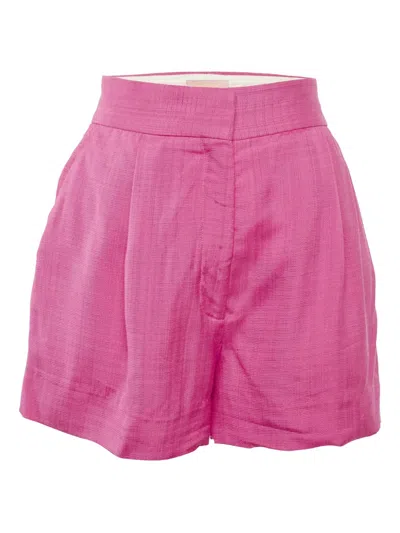 Pre-owned Sandro Pleated Crepe Shorts In Pink