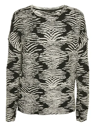 Pre-owned Maje Zebra-print Knit Top In Black