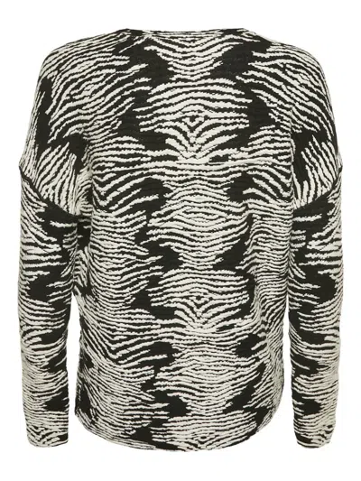Pre-owned Maje Zebra-print Knit Top In Black