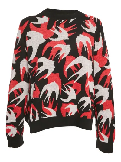 Pre-owned Alexander Mcqueen Swallow-print Sweater In Black