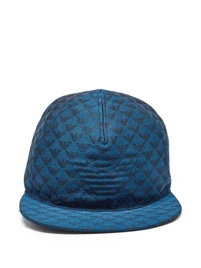 Pre-owned Emporio Armani 2000s Monogram Baseball Cap In Blue