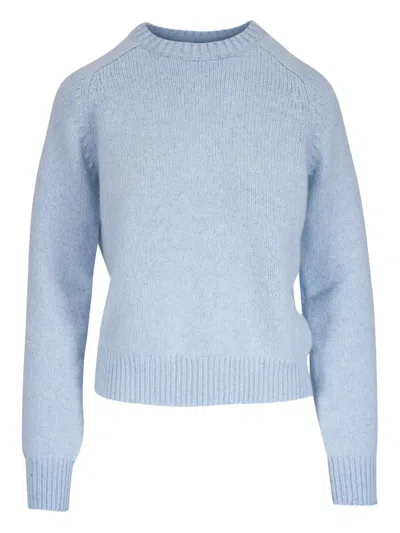 Khaite Ribbed Crewneck Top In Blue