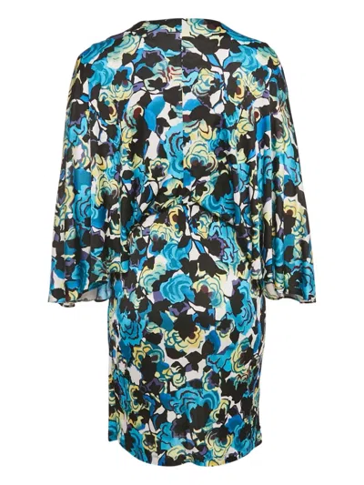 Pre-owned Diane Von Furstenberg Twist-front Floral Mini Dress In Blue