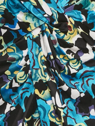 Pre-owned Diane Von Furstenberg Twist-front Floral Mini Dress In Blue