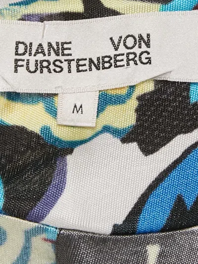 Pre-owned Diane Von Furstenberg Twist-front Floral Mini Dress In Blue