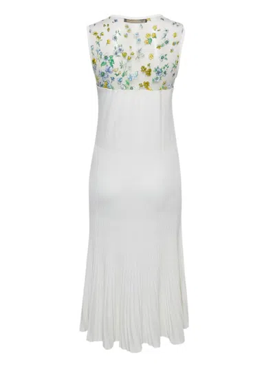 Pre-owned Versace Floral-print Pleated Dress In White