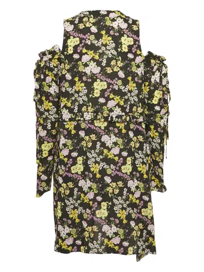 Pre-owned Magda Butrym Floral-print Mini Dress In Black