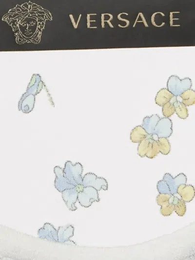 Pre-owned Versace Floral-print Pleated Dress In White