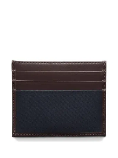 Prada Leather Card Holder Featuring Contrast Panel In Brown