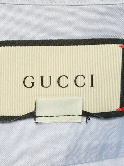 Pre-owned Gucci Embroidered Short-sleeved Shirt In Blue