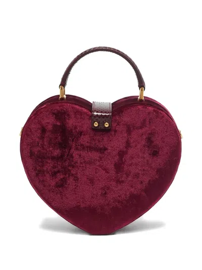 Pre-owned Dolce & Gabbana Heart-shaped Crystal-embellished Tote Bag In Red