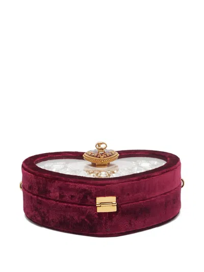 Pre-owned Dolce & Gabbana Heart-shaped Crystal-embellished Tote Bag In Red