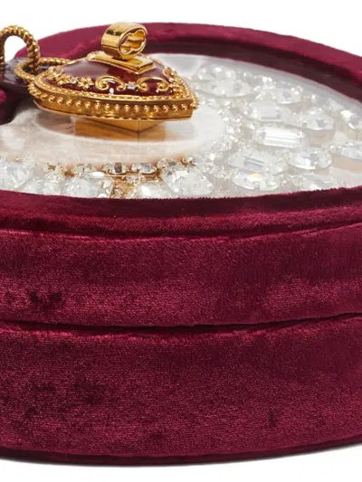 Pre-owned Dolce & Gabbana Heart-shaped Crystal-embellished Tote Bag In Red