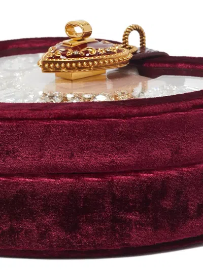 Pre-owned Dolce & Gabbana Heart-shaped Crystal-embellished Tote Bag In Red