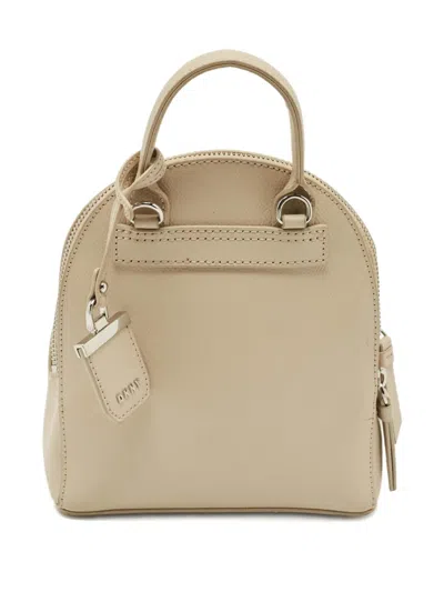 Pre-owned Dkny Mini Bryant Top-handle Leather Backpack In White