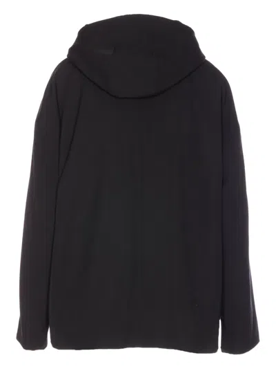 The Row Zip-up Hooded Coat In Black