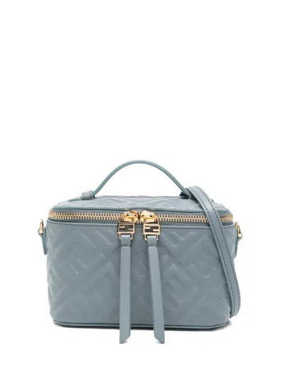 Fendi Vanity Nappa Leather Crossbody Bag Ff Motif In Blue