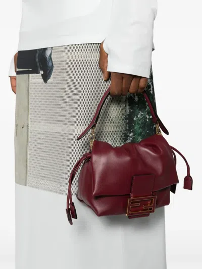 Fendi Small Mamma Baguette Leather Tote Bag In Red