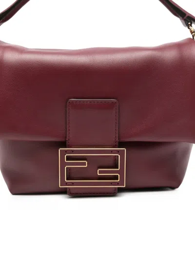 Fendi Small Mamma Baguette Leather Tote Bag In Red