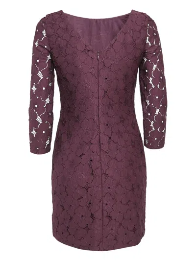 Pre-owned Diane Von Furstenberg Sarita Flower-lace Mini Dress In Purple