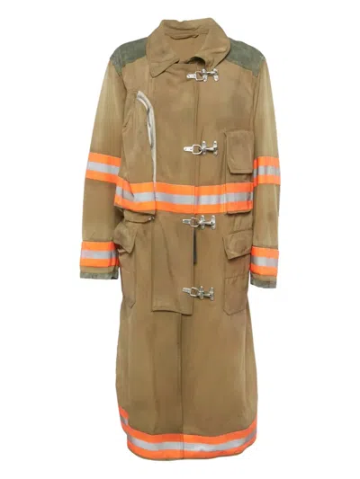 Pre-owned Calvin Klein Vintage Firefighter-style Cotton Coat In Brown