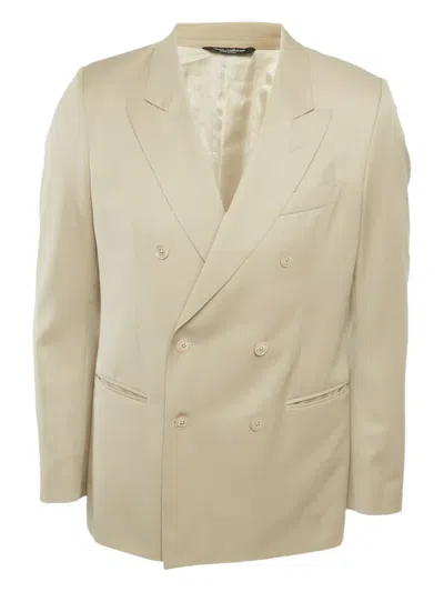 Pre-owned Dolce & Gabbana Double-breasted Wool Blazer In Neutral