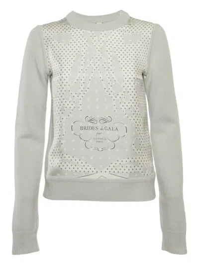Pre-owned Hermes Brides De Gala-print Twillaine Sweater In Blue
