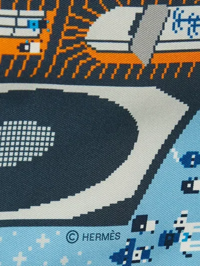 Pre-owned Hermes Faubourg Party Pocket Square In Blue