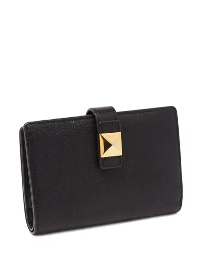 Pre-owned Furla Bi-fold Leather Wallet In Black