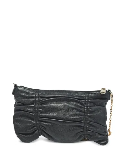 Pre-owned Furla Ruched Chain Crossbody Bag In Black