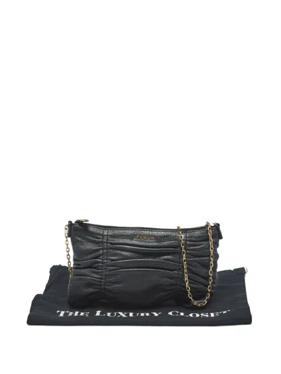 Pre-owned Furla Ruched Chain Crossbody Bag In Black