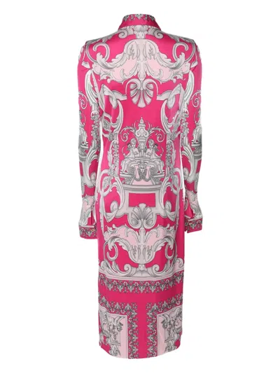 Pre-owned Versace Baroque-print Satin Shirt In Pink