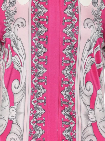Pre-owned Versace Baroque-print Satin Shirt In Pink