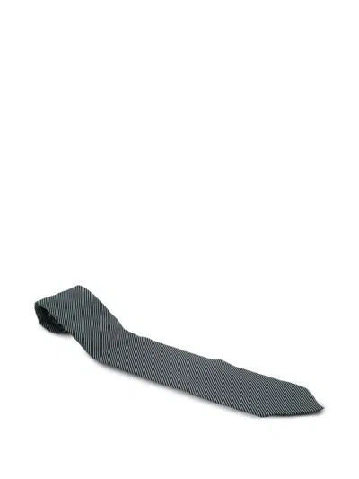 Pre-owned Giorgio Armani Striped Silk Tie In Black