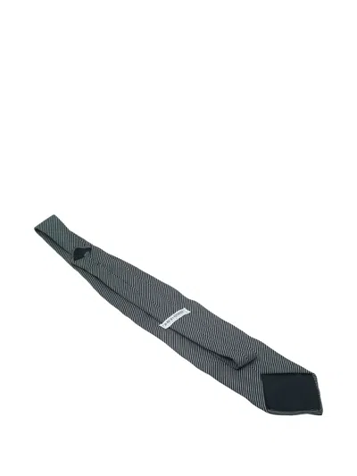 Pre-owned Giorgio Armani Striped Silk Tie In Black
