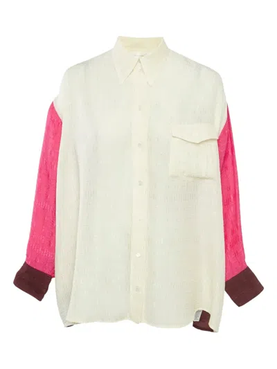 Pre-owned Victoria Beckham Textured-crepe Shirt In White