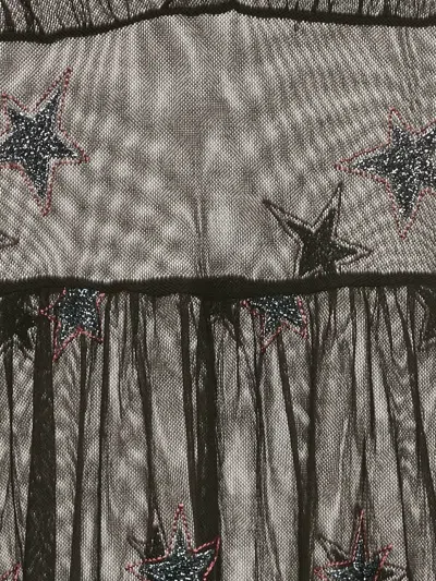 Pre-owned Fleur Du Mal 2010s Star-embroidered Mesh Dress In Black