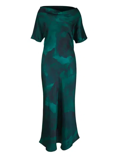 Kiton Abstract-print Midi Dress In Green