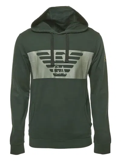 Pre-owned Emporio Armani Eagle-logo Hoodie In Green