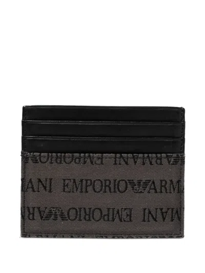 Pre-owned Emporio Armani Logo-print Cardholder In Gray