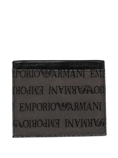 Pre-owned Emporio Armani Logo-print Cardholder In Gray