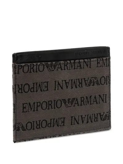 Pre-owned Emporio Armani Logo-print Cardholder In Gray