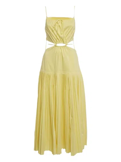 Pre-owned Simkhai Pleated Cut-out Dress In Yellow