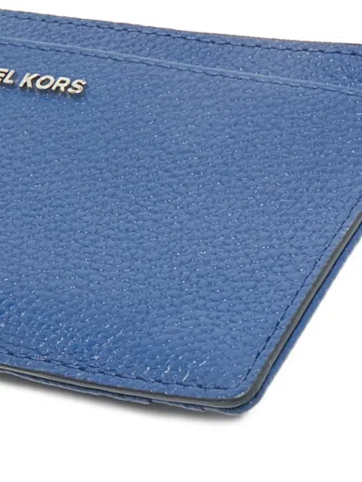 Pre-owned Michael Kors Vintage Leather Zip Card Holder In Blue