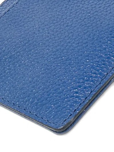 Pre-owned Michael Kors Vintage Leather Zip Card Holder In Blue